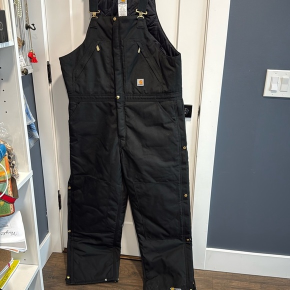 CARHARTT Extremes Arctic Biberall Bib Overalls Black 40 x 32 Excellent - Picture 1 of 9
